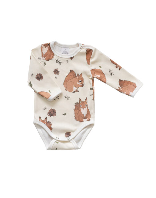 Vauvan body Orava -kuosilla Hilla Clothing