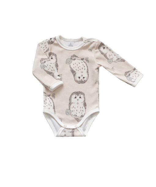 Vauvan body Pöllö -kuosilla Hilla Clothing