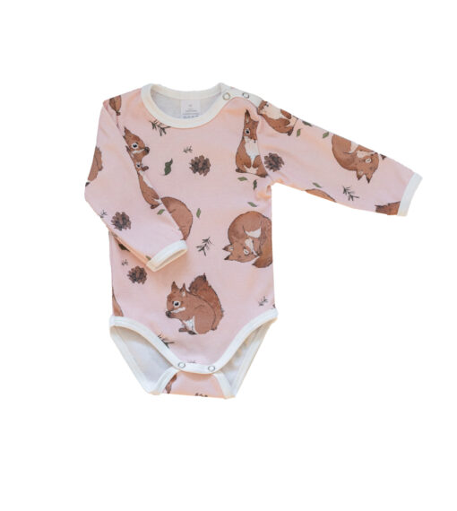 Vauvan vaaleanpunainen Orava -body Hilla Clothing